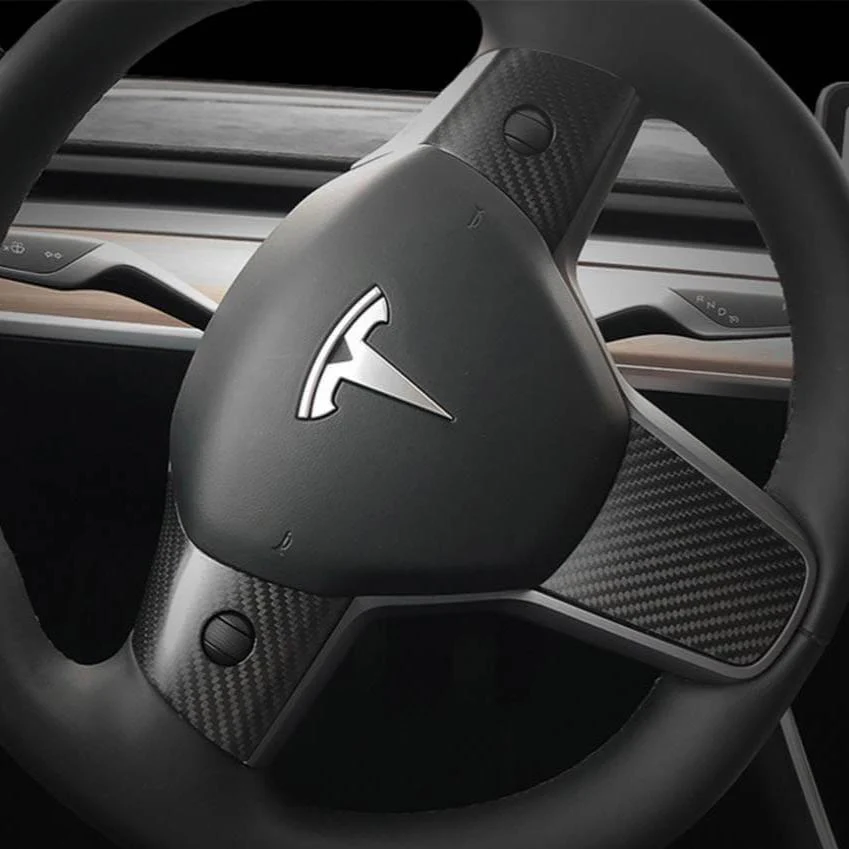 Model 3 / Y Steering Wheel Middle Trim Cover - Carbon Fiber Interior Mods - Stahler Reconditioning, LLC