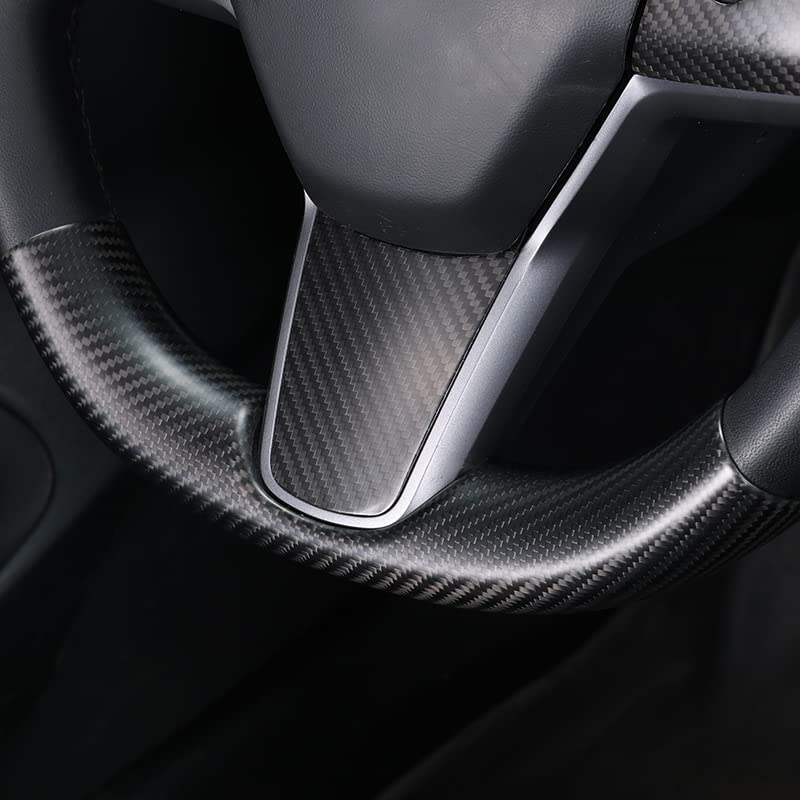 Upper / Lower Cover Steering Wheel Accessories for Tesla Model 3 / Y - Carbon Fiber Interior Mods - Stahler Reconditioning, LLC