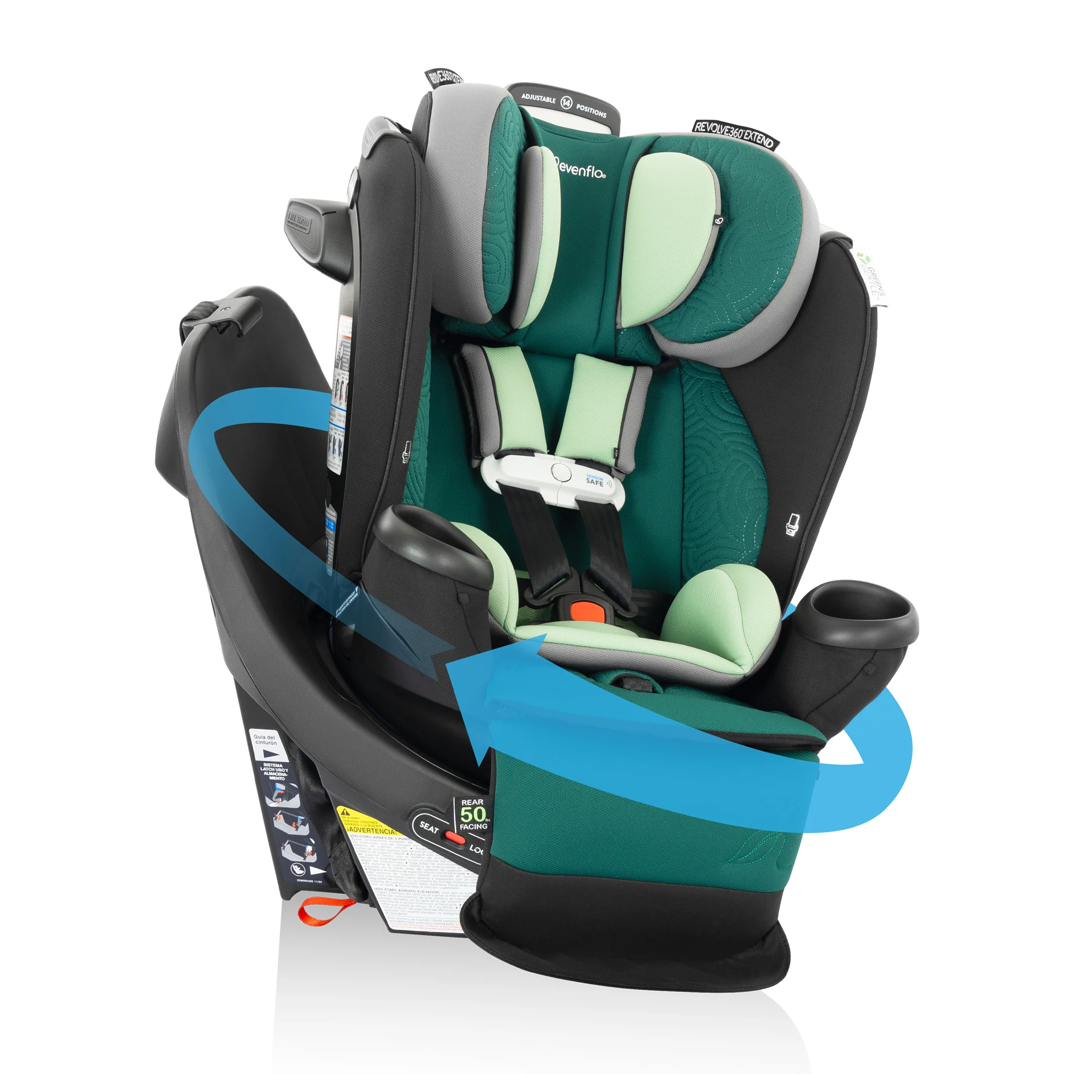 Revolve360 Extend All-in-One Rotating Car Seat with Green & Gentle Fabric - Stahler Reconditioning, LLC