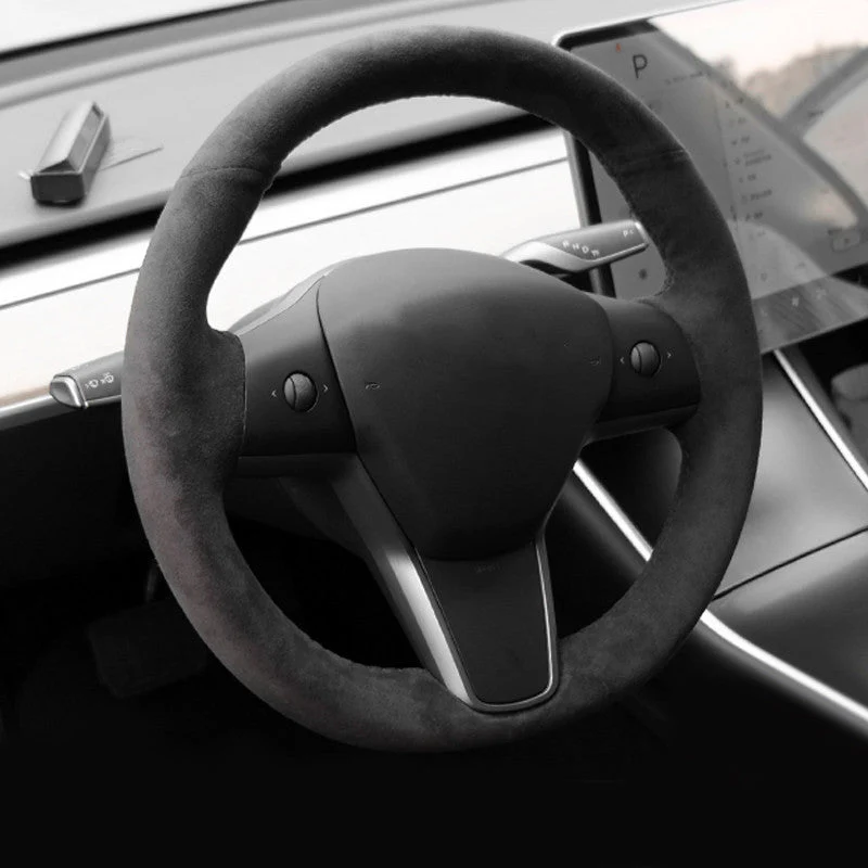 TESERY Alcantara Steering Wheel Cover for Model 3 / Y - Stahler Reconditioning, LLC
