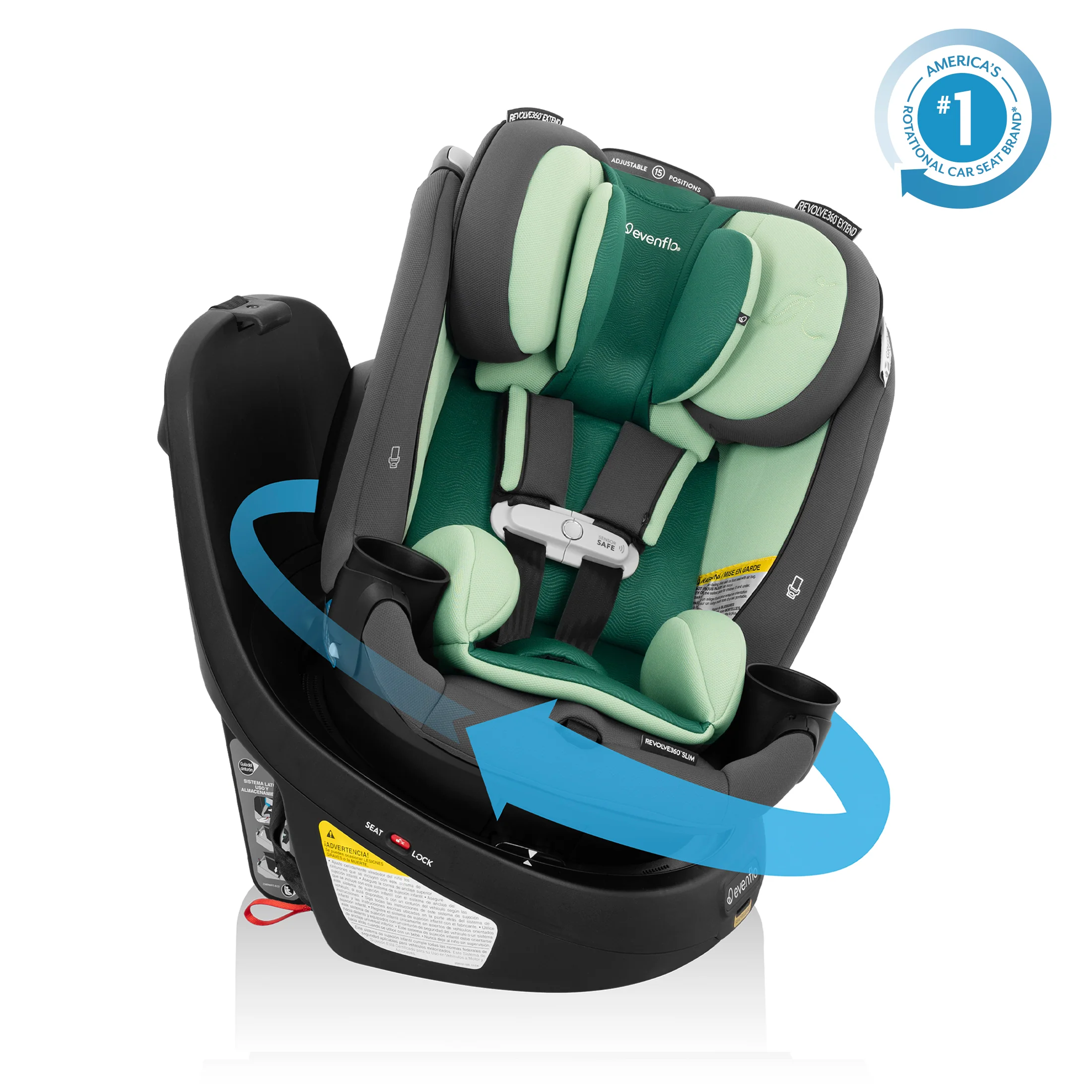 Revolve360 Slim 2-in-1 Rotating Car Seat with Green & Gentle Fabric - Stahler Reconditioning, LLC