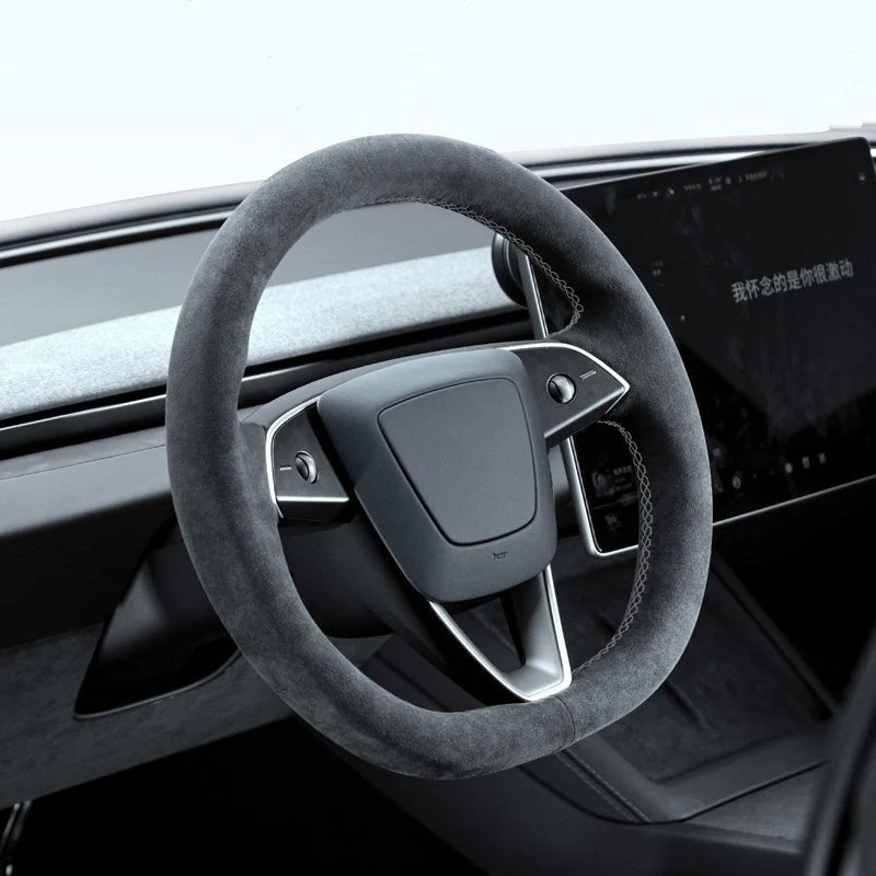 TESERY Alcantara Steering Wheel Cover for Model Y Juniper / Model 3 Highland - Stahler Reconditioning, LLC
