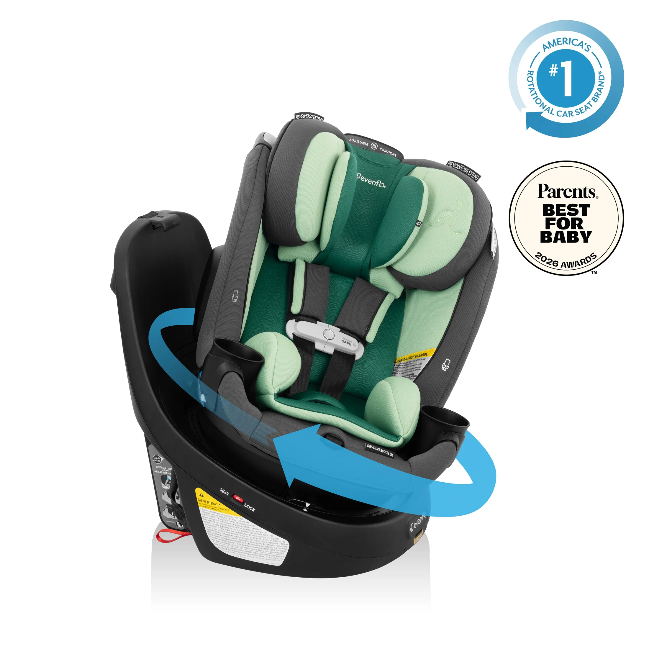 Revolve360 Slim 2-in-1 Rotating Car Seat with Green & Gentle Fabric - Stahler Reconditioning, LLC