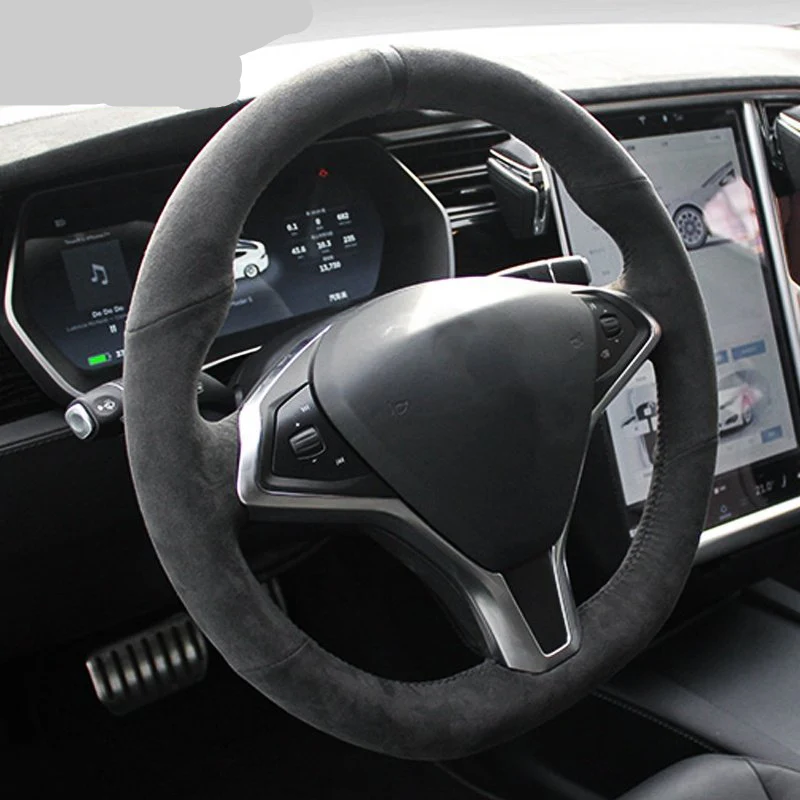 Alcantara Steering Wheel Cover for Tesla Model S / Model X - Stahler Reconditioning, LLC