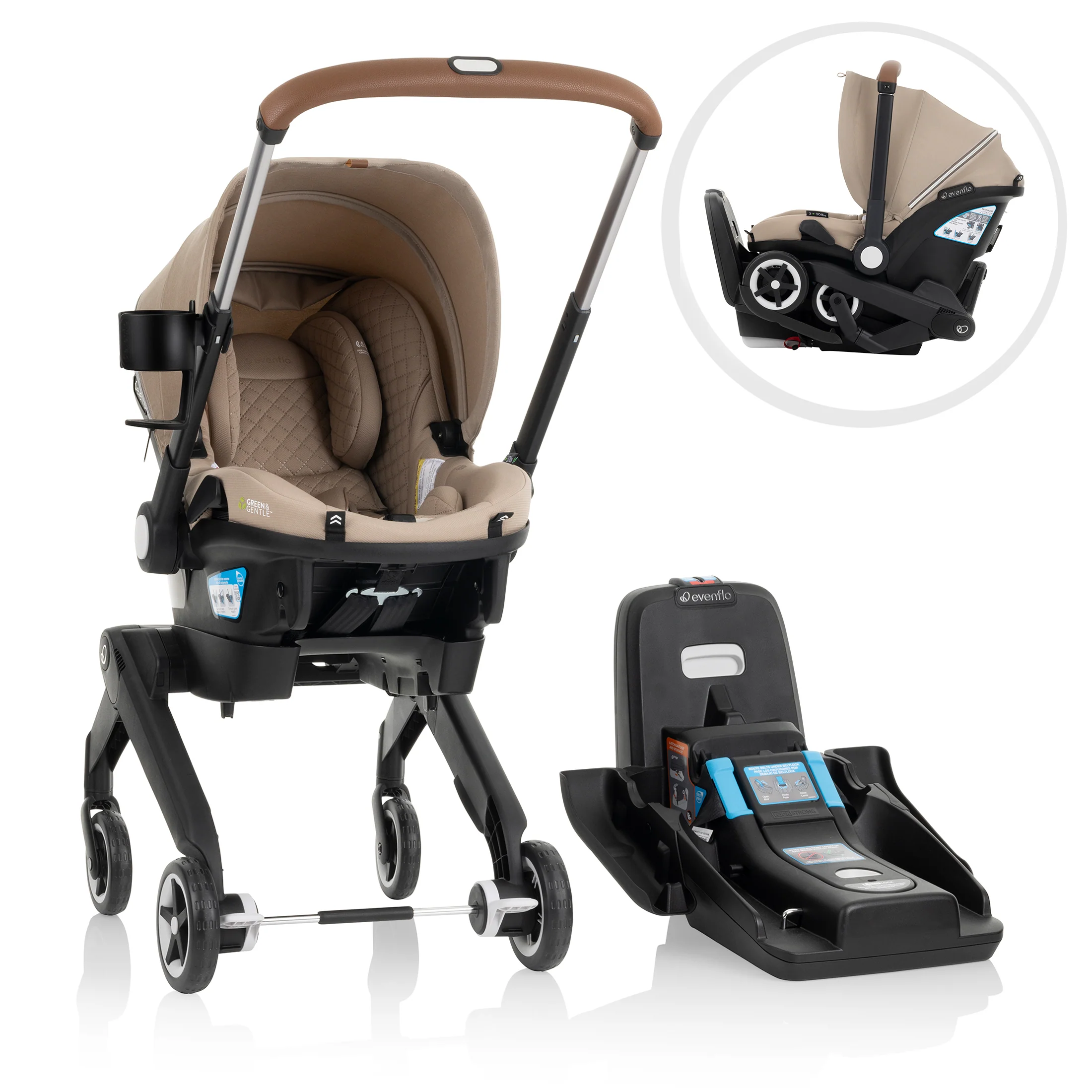 Shyft DualRide Infant Car Seat Stroller Combo with Carryall Storage and Green & Gentle Fabric - Stahler Reconditioning, LLC