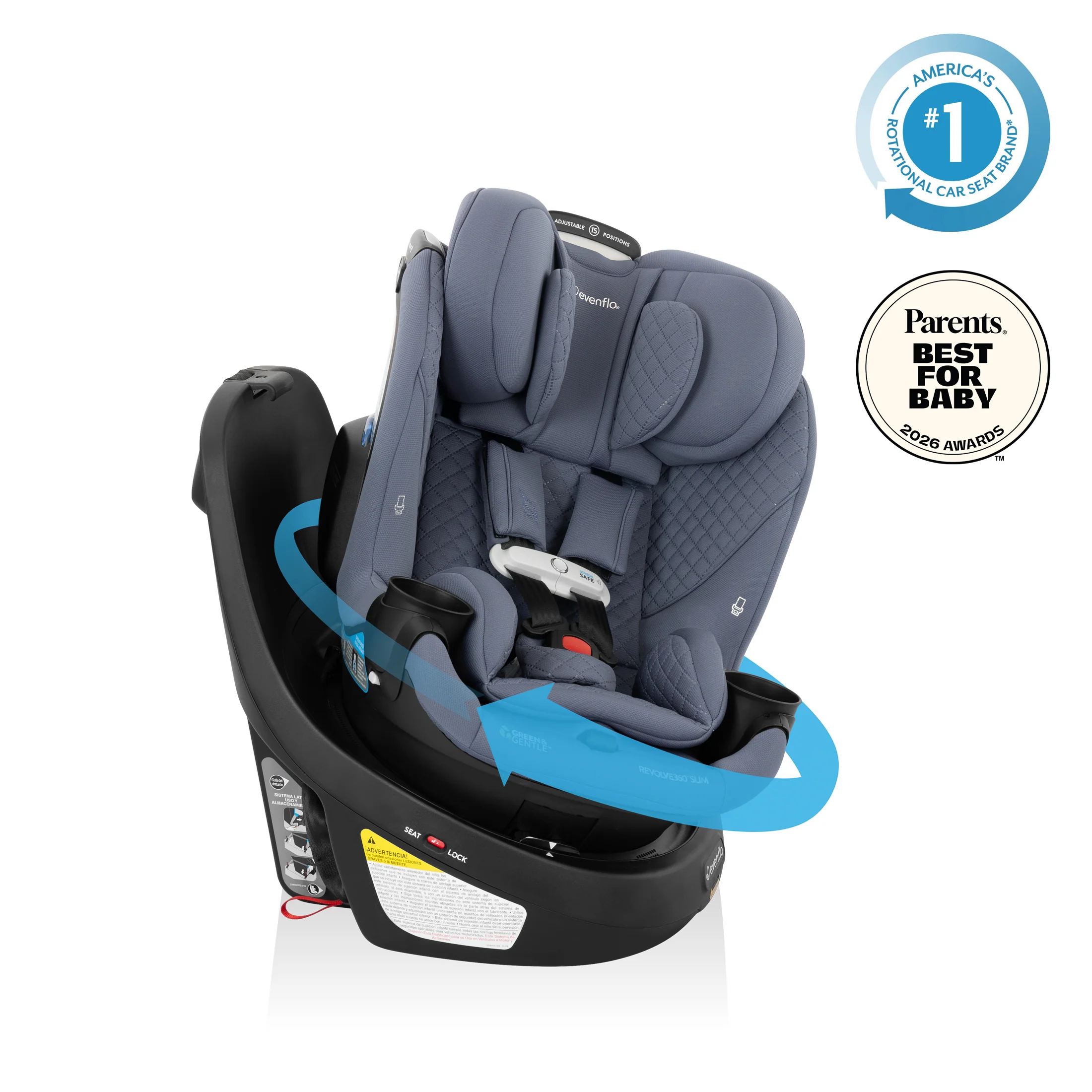 Revolve360 Slim 2-in-1 Rotating Car Seat with Green & Gentle Fabric - Stahler Reconditioning, LLC